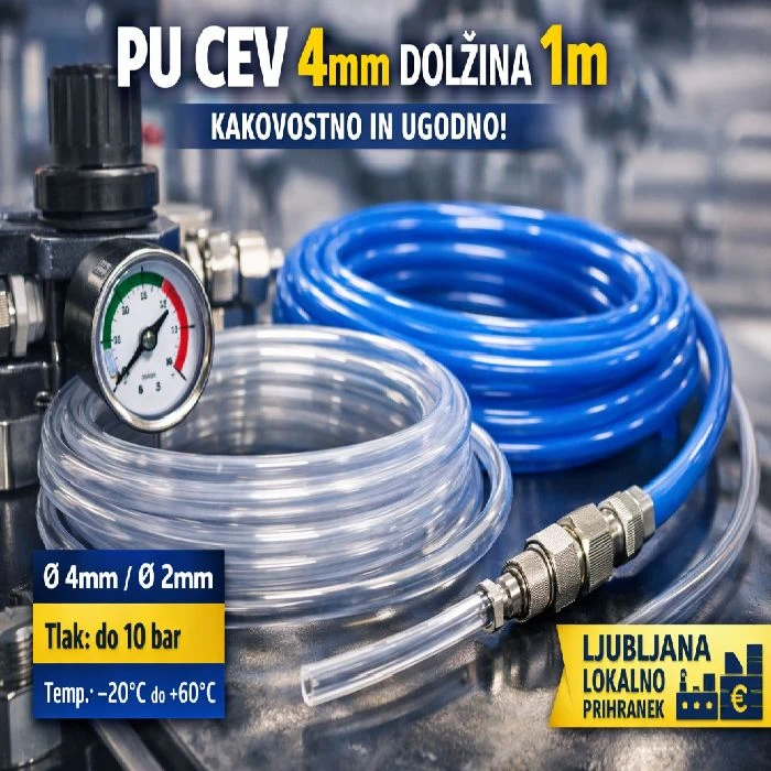 Cevi za pnevmatiko PU 4mm dolžina 1m